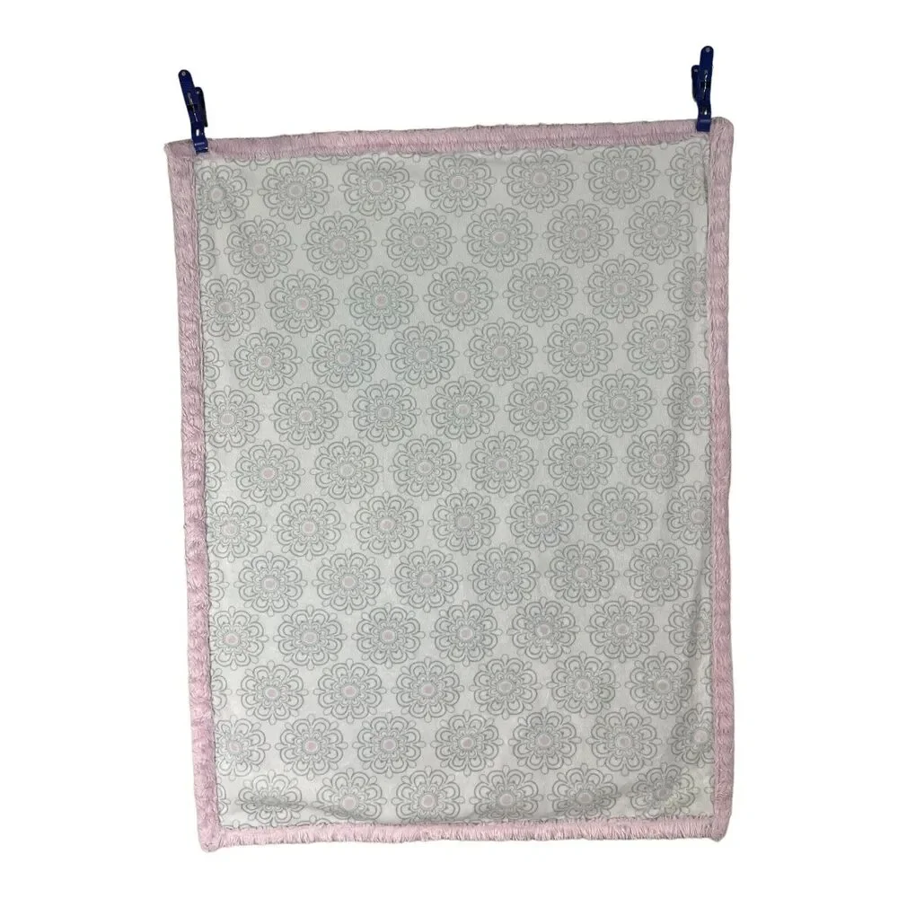 HB Hudson Baby Pink Gray Floral Blanket 30x40